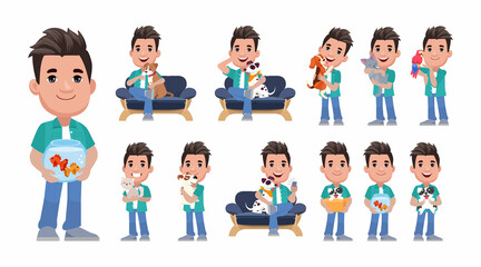 Illustration of people with pets