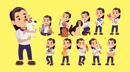 Illustration of people with pets