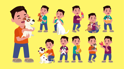 Illustration of people with pets