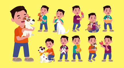 Illustration of people with pets