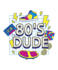 80's Dude Retro Vibes Neon Grid Cool Nostalgia