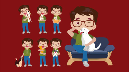 Illustration of people with pets