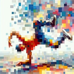 Hip-hop dancer in color block isolated with Generative AI.