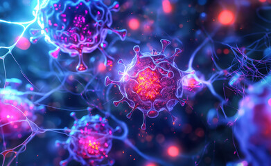 Network of Interconnected Cells Illuminated Immune System Nexus