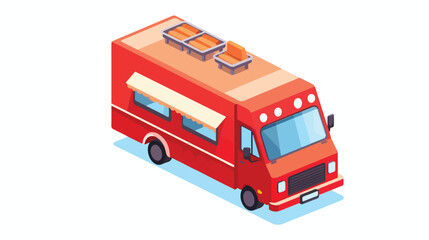 Red food truck icon. Isometric of red food truck ve