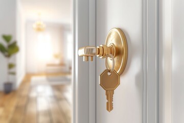 Naklejka premium Golden key in old-fashioned door lock