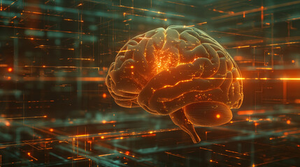 brain in cyber space, sparkling, background
