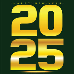 Happy new year 2025 banner black and golden vector luxury text 2025 happy new year.