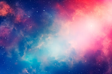 A vibrant and colorful abstract background depicting a fantastical galaxy, full of stars and nebulae.