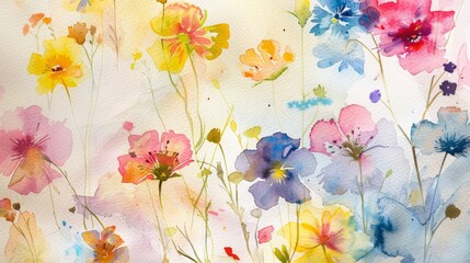 A painting of flowers with a variety of colors and sizes