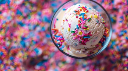 Fototapeta na wymiar A glass of ice cream with sprinkles on top