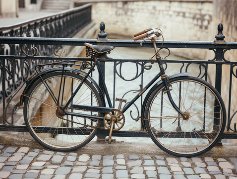 Vintage Bicycle on Cobblestone Street