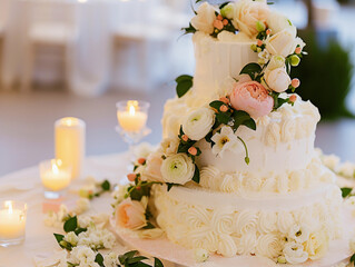 Luxurious Wedding Cake with Lace Detailing