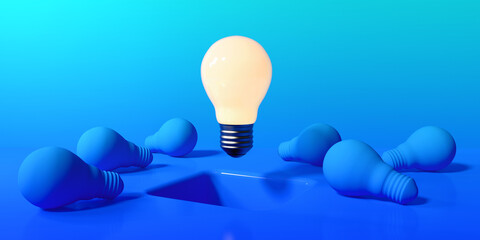 One out unique idea light bulb with a hole on the floor - 3D render - 781935068