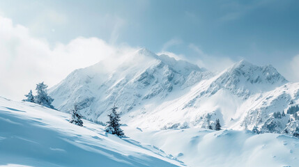 Fototapeta na wymiar Snow-Covered Silence in the Mountains