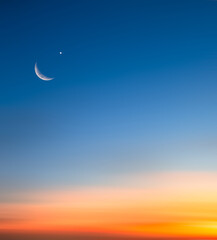 Obraz na płótnie Canvas Islam Moon Star Night Isra miraj Namaz Sunset Background Mubaruk Greeting Islam Ramadan Element Masjid Aqsa Hajj Kaaba Umrah Eid Arabian Religion Islamic Arab Muslim Greeting Miraj Kaaba.