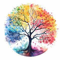 Colorful family tree of life illustration.