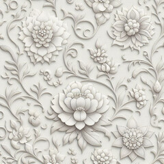 Beautiful floral elegant colorful abstract paper cut flowers embroidered fabric seamless pattern of hand drawn flowers decorative wallpaper background