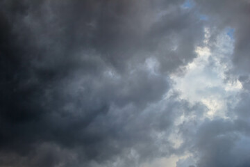 Dark storm clouds before a thunder-storm, natural background photo texture