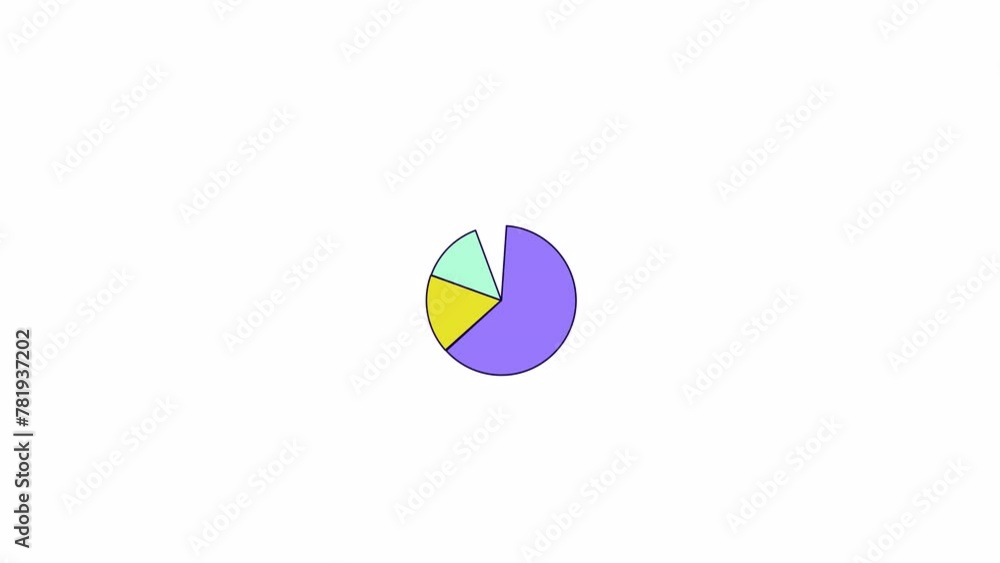Poster pie chart segments sliding line 2d object animation. sections data graph circle. round infographic e