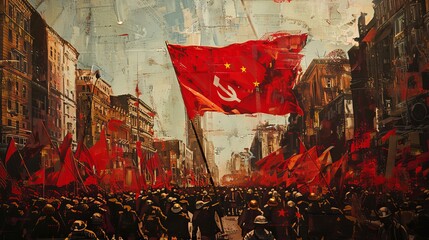 post propaganda communist march - obrazy, fototapety, plakaty