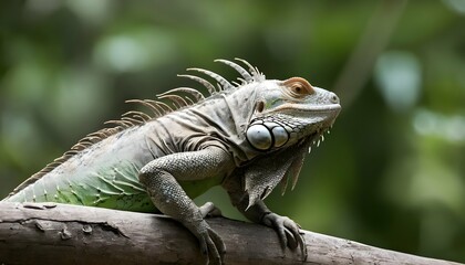 An-Iguana-Perched-On-A-Tree-Limb-Watching-Its-Sur-