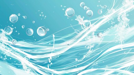 Abstract Aqua Waves and Bubbles Dynamic Background