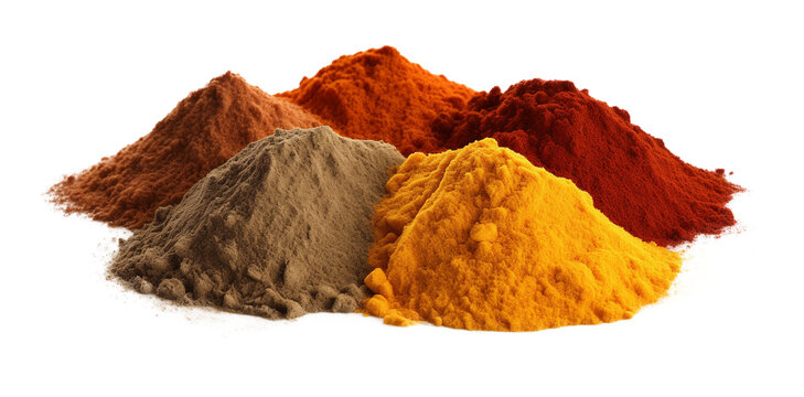 Powder Spices Isolated on Transparent Background
