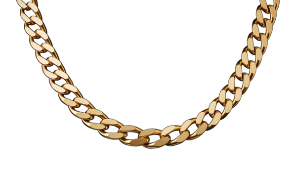 Gold Chain Necklace Isolated on Transparent Background
