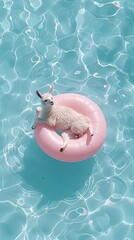 Llama Relaxing on a Pool Float - 781939047