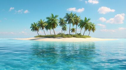 tropical island with palm trees and sand