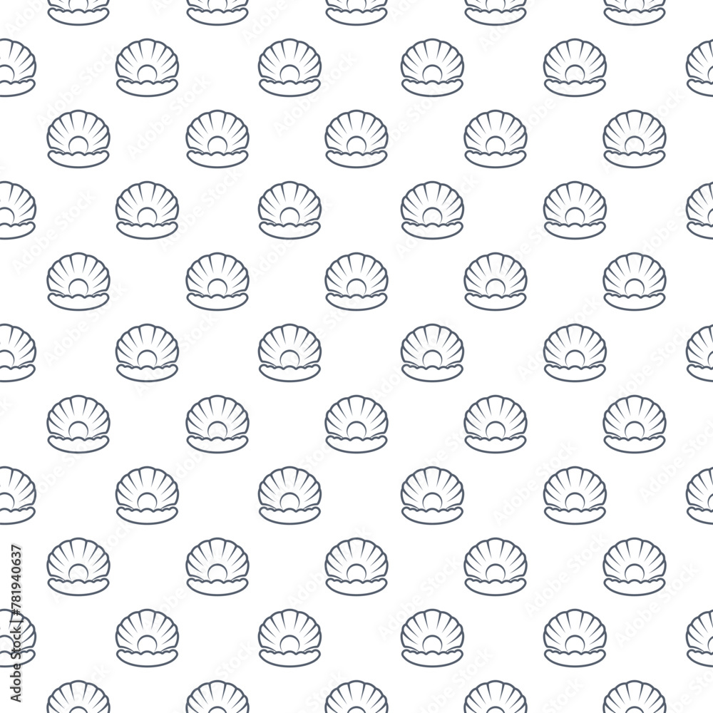 Poster natural open shell with pearl icon isolated seamless pattern on white background