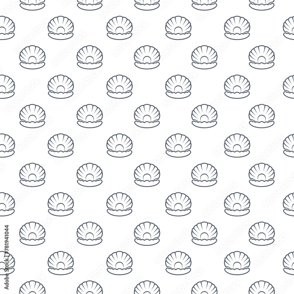 Aufkleber natural open shell with pearl icon isolated seamless pattern on white background