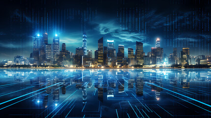 Science and technology city future light scene