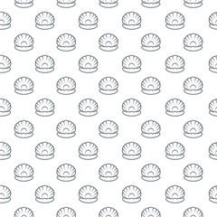 Natural open shell with pearl icon isolated seamless pattern on white background