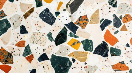 Abstract Terrazzo Pattern with Colorful Pieces - 781941207