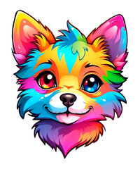 Vibrant Rainbow Canine Expression Adorable Gaze