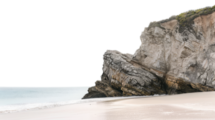 cliff on the beach isolated on transparent background