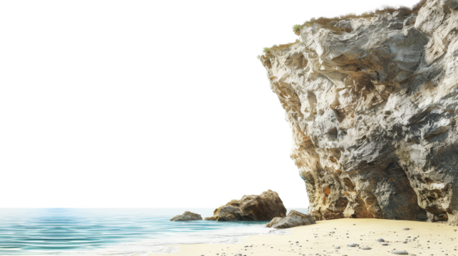 cliff on the beach isolated on transparent background