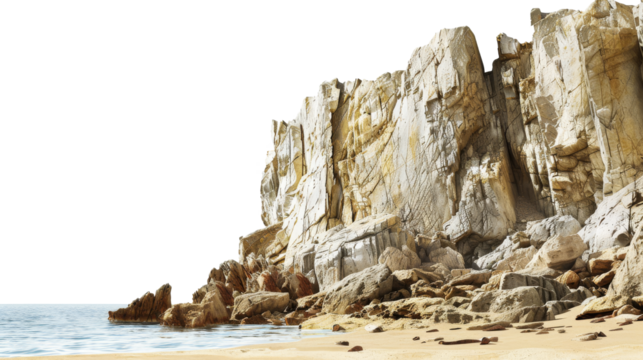 cliff on the beach isolated on transparent background