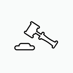 Hammer of Law Icon. Court Symbol - Vector Logo Template.