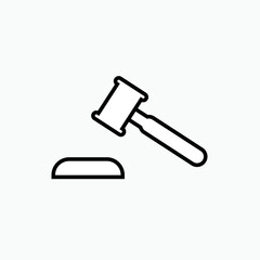 Hammer of Law Icon. Court Symbol - Vector Logo Template.