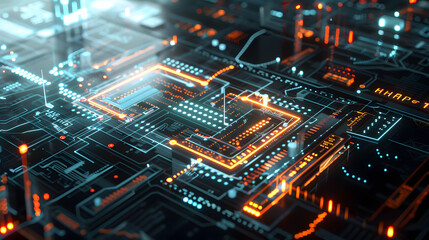 Obraz premium Futuristic circuit board light background from future world connection concept.