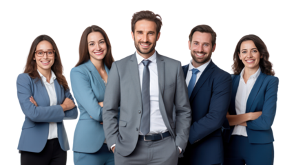happy successful business team isolated on transparent and white background.PNG image.