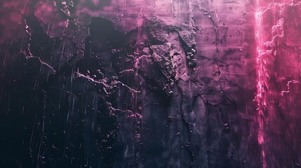 Grunge background with dark purple and pink. Rough surface with cracks and scratches.