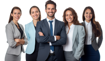 happy successful business team isolated on transparent and white background.PNG image.