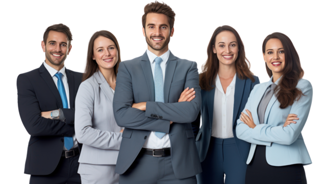 happy successful business team isolated on transparent and white background.PNG image.