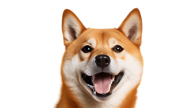 Happy shiba inu dog isolated on transparent and white background.PNG image.