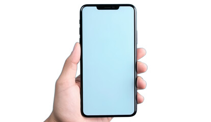 Hand holding the black smartphone with blank screen