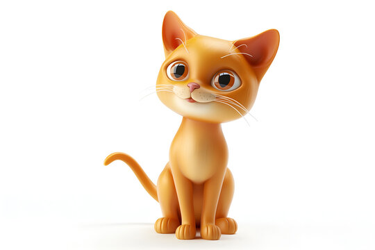 3d cute clay icon toy abyssinian cat isolated on white background